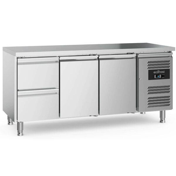Koelwerkbank | 417L | 2 Deuren + 2 Laden (1/1 GN) | +2°C/+8°C | Geforceerd | 0.23kW | 1795x700x850(h)mm