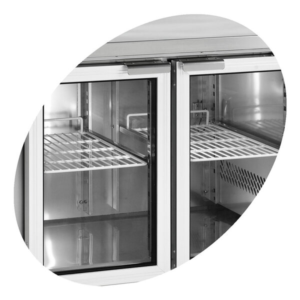 Koelwerkbank | 282L | 2 Glasdeuren (1/1 GN) | +2°C/+10°C | Geforceerd | Werkblad Afneembaar | 1360x700x880(h)mm