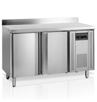 Tefcold Koelwerkbank | 240L | 2 Deuren | -2°C/+10°C | Geforceerd | 0.3kW | Achteropstand | Werkblad Afneembaar | 1360x600x880/980(h)mm 