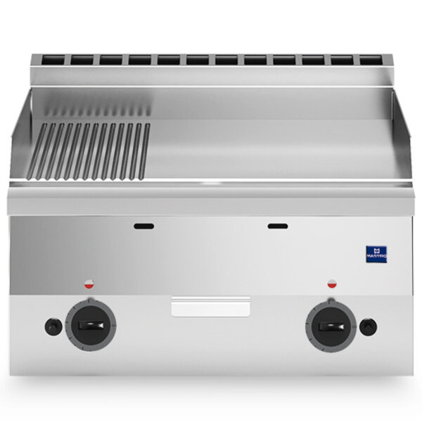 Bak-/Grillplaat | 600 LINE | Gas | Glad/Gegroefd Oppervlak 595x470 (RVS) | 10.4kW | 600x600x300(h)mm
