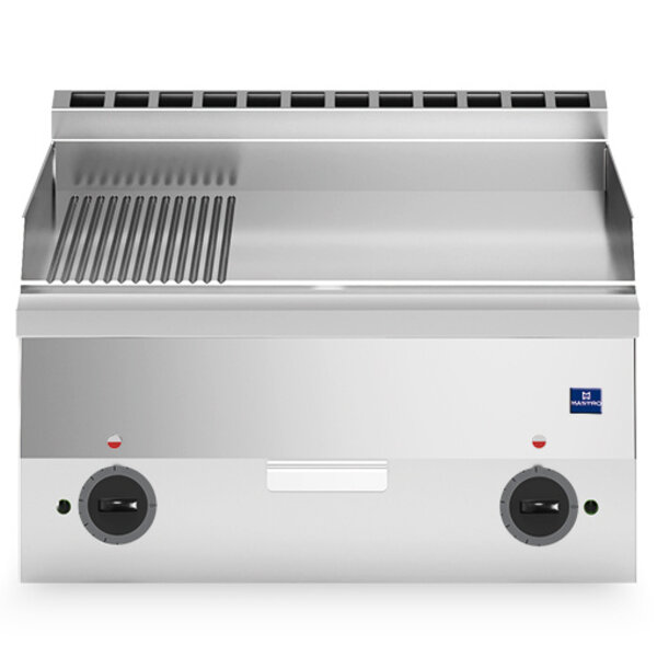 Bak-/Grillplaat | 600 LINE | Elektrisch | Glad/Gegroefd Oppervlak 595x470 (RVS) | 120°C/320°C | 6kW (400V) | 600x600x300(h)mm
