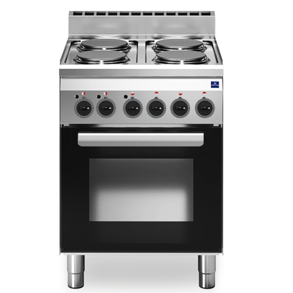 Fornuis + Heteluchtoven | 600 LINE | Elektrisch | 4 Kookpunten + 2/3 GN (Oven) | 11kW (400V) | 600x600x850(h)mm