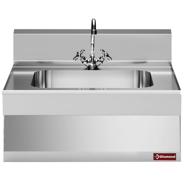 Wasbakunit | ALPHA 650 | RVS | Spoelbak + Mengkraan | Achteropstand | 700x650x280/380(h)mm
