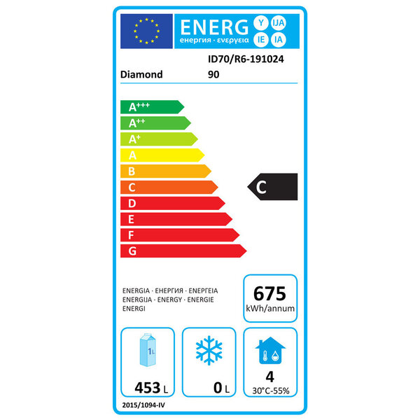 Koelkast | 700L (2/1 GN) | RVS | -2°C/+8°C | Geforceerd | 0.19kW | Wielen (Geremd) | 693x856x2145(h)mm