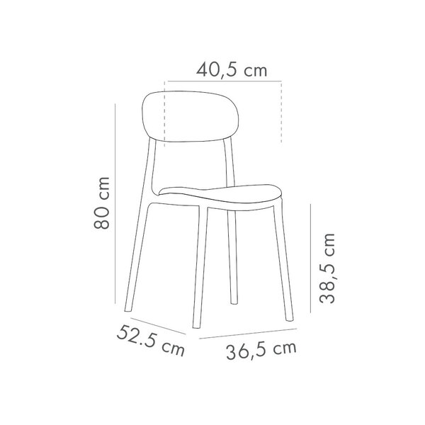 Stoel | ALI | Kunststof | Div. Kleuren | Stapelbaar | Min. 50 Stuks | 365x525x800(h)mm