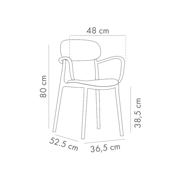 Stoel | ALI+ | Kunststof | Div. Kleuren | Armleuning | Stapelbaar | Min. 50 Stuks | 365/480x525x800(h)mm