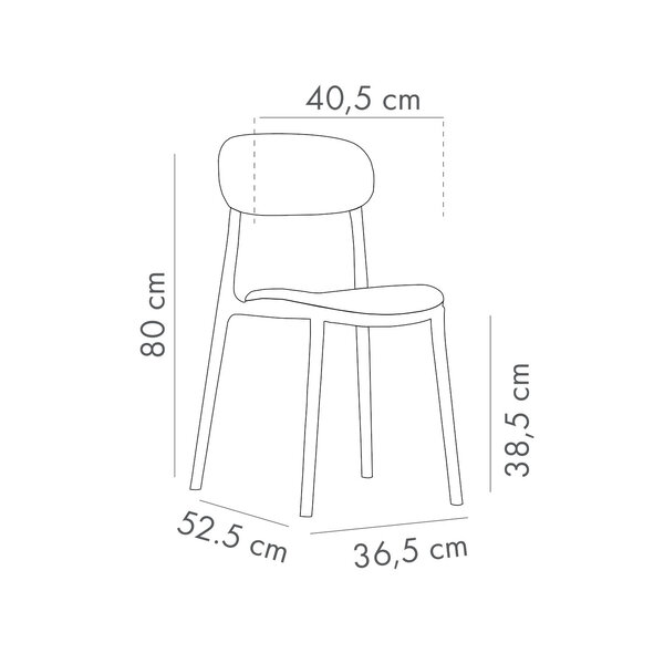 Stoel | DUO | Kunststof | Div. Kleuren | Stapelbaar | Min. 50 Stuks | 365x525x800(h)mm