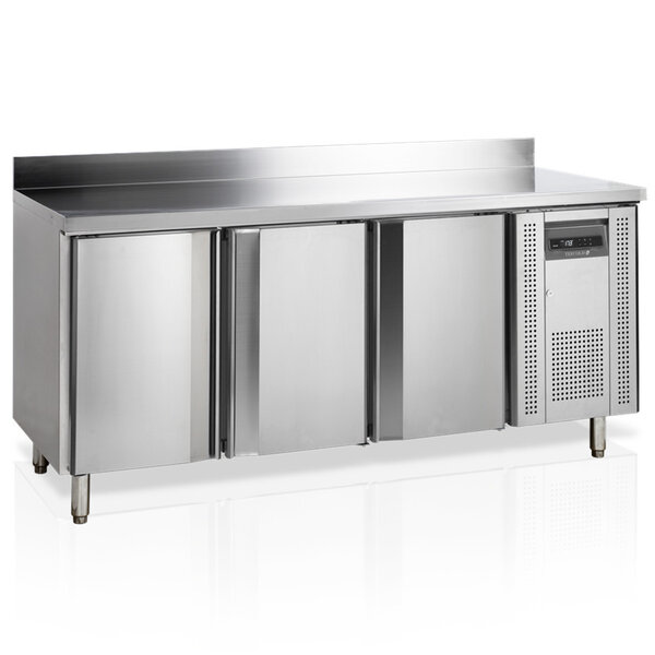 Koelwerkbank | 360L | 3 Deuren | -2°C/+10°C | Geforceerd | Achteropstand | Werkblad Afneembaar | 1795x600x880/980(h)mm