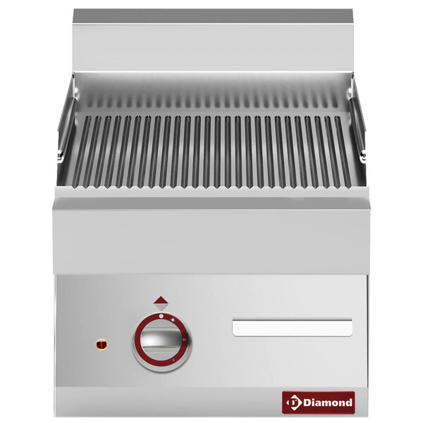 Bak-/Grillplaat | ALPHA 650 | Elektrisch | Gegroefd Oppervlak 395x520 (RVS) | 120°C/320°C | 4.5kW (230V-3F) | 400x650x280/380(h)mm