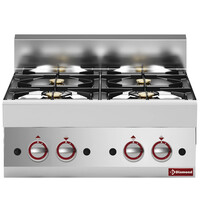 Diamond Fornuis | ALPHA 650 | Gas | 4 Branders (2x 3.6kW + 2x 5kW) | Piëzo Ontsteking | 700x650x280/380(h)mm