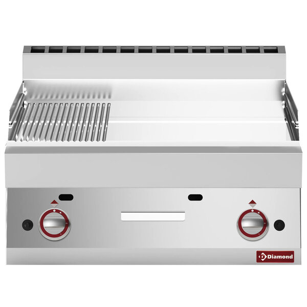 Bak-/Grillplaat | ALPHA 650 | Gas | Glad/Gegroefd Oppervlak 695x520 (Verchroomd) | 11.4kW | 700x650x280/380(h)mm