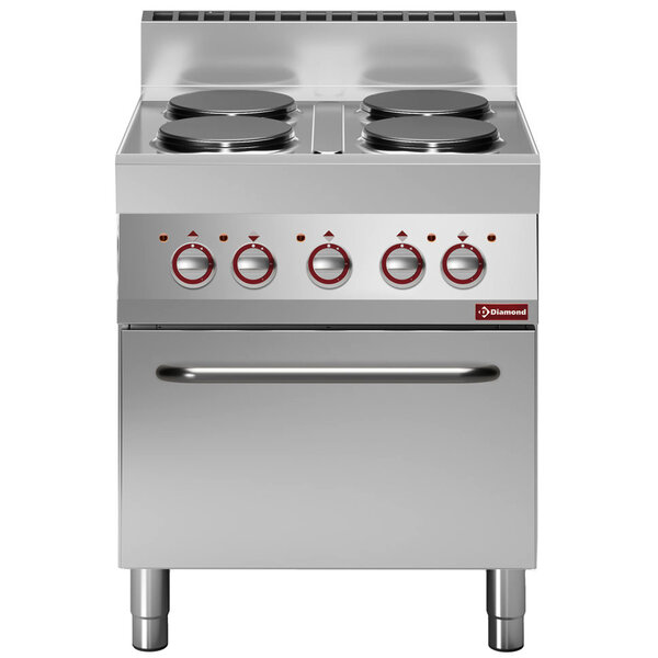 Fornuis + Heteluchtoven | ALPHA 650 | Elektrisch | 4 Kookpunten + 1/1 GN (Oven) | 14.36kW (230V-3F) | 700x650x850/950(h)mm