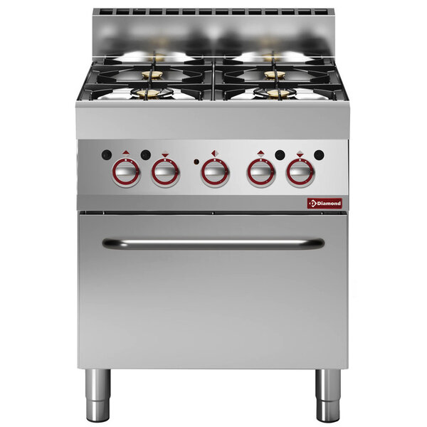 Fornuis + Heteluchtoven | ALPHA 650 | Gas/Elektrisch | 5 Branders + 1/1 GN (Oven) | 17.2kW (Gas) | 3.96kW (Elektrisch - 230V-3F) | 700x650x850/950(h)mm