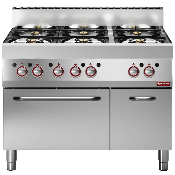 Fornuis + Heteluchtoven | ALPHA 650 | Gas | 6 Branders | 30.8kW | Neutraal Vak (1/1 GN) | 1100x650x850/950(h)mm