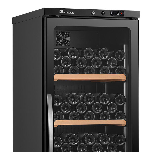 Wijnkoelkast | EXCLUSIVE | 371L (131x 75cl) | Zwart | 1 Zone | +5°C/+20°C | Geventileerd | 0.16kW | Wielen | 600x700x1510(h)mm