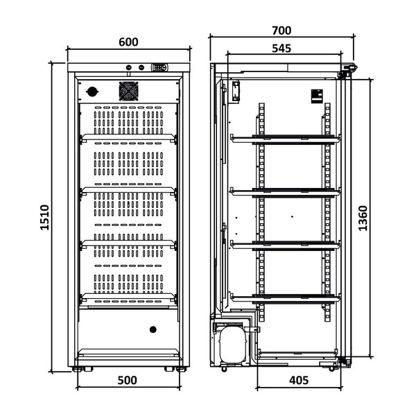 Wijnkoelkast | EXCLUSIVE | 371L (131x 75cl) | Zwart | 1 Zone | +5°C/+20°C | Geventileerd | 0.16kW | Wielen | 600x700x1510(h)mm