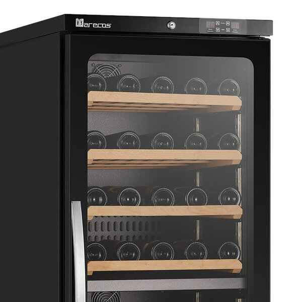 Wijnkoelkast | EXCLUSIVE | 360L (125x 75cl) | Zwart | 2 Zones | +5°C/+20°C | Geventileerd | 0.12kW | Wielen | 600x700x1510(h)mm