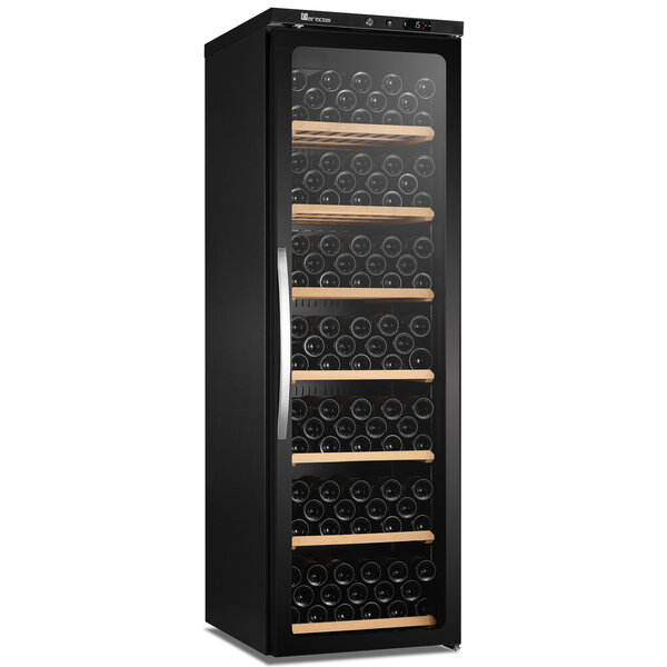 Wijnkoelkast | EXCLUSIVE | 470L (168x 75cl) | Zwart | 1 Zone | +5°C/+20°C | Geventileerd | 0.17kW | Wielen | 600x700x1865(h)mm