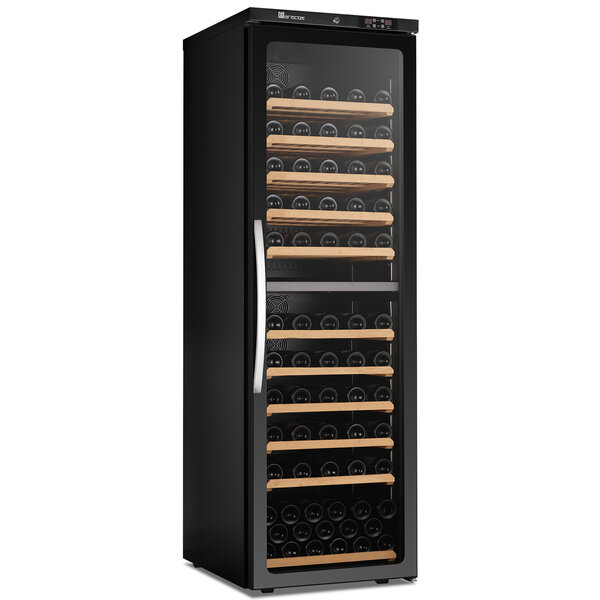 Wijnkoelkast | EXCLUSIVE | 462L (169x 75cl) | Zwart | 2 Zones | +5°C/+20°C | Geventileerd | 0.13kW | Wielen | 600x700x1865(h)mm