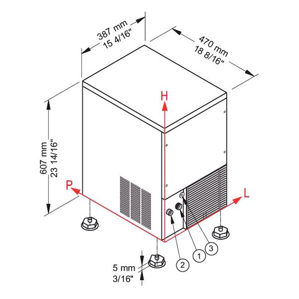 IJsblokjesmachine | Volle Blokjes (Div. Formaten) | 26kg/24h | Bunker 6kg | Luchtgekoeld | 387x470x607(h)mm
