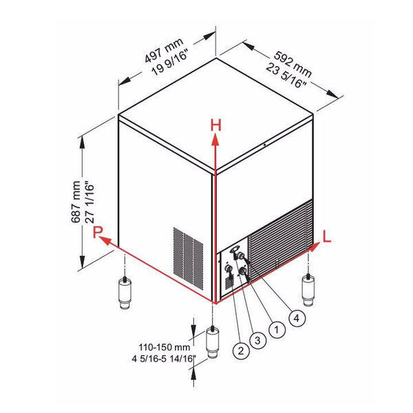 IJsblokjesmachine | Volle Blokjes (Div. Formaten) | 40kg/24h | Bunker 16kg | Luchtgekoeld | 497x592x687/837(h)mm