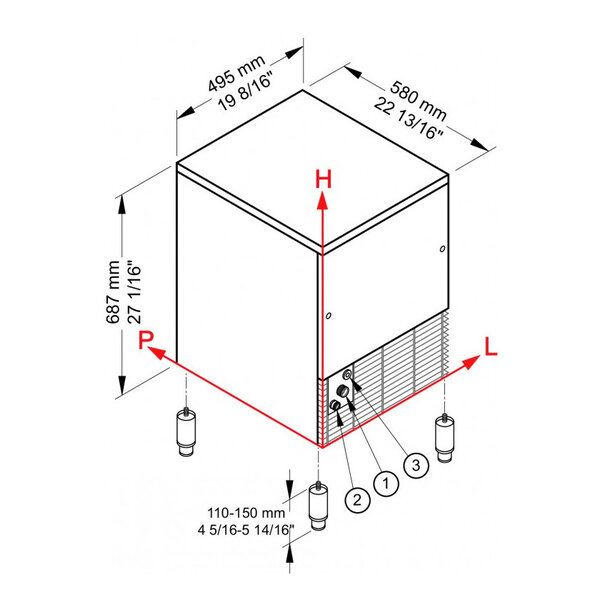IJsblokjesmachine | Holle Blokjes (20g) | 38kg/24h | Bunker 15kg | Luchtgekoeld | 495x580x687/837(h)mm