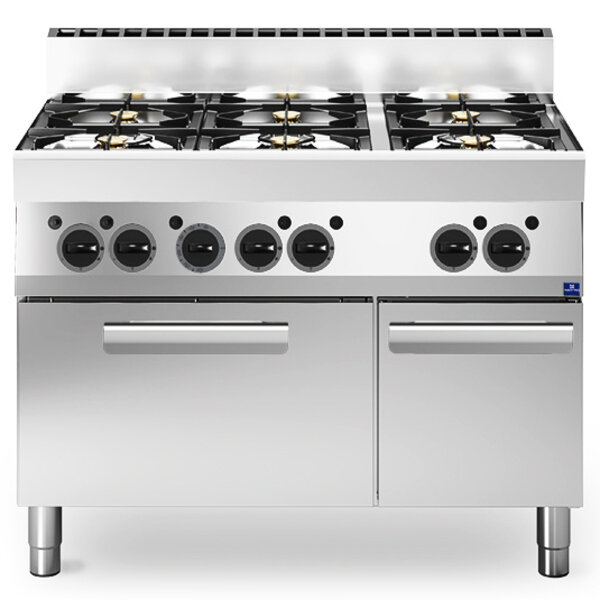 Fornuis + Heteluchtoven | 650 LINE | Gas | 6 Branders | 30.8kW | Neutraal Vak (1/1 GN) | 1100x650x850(h)mm