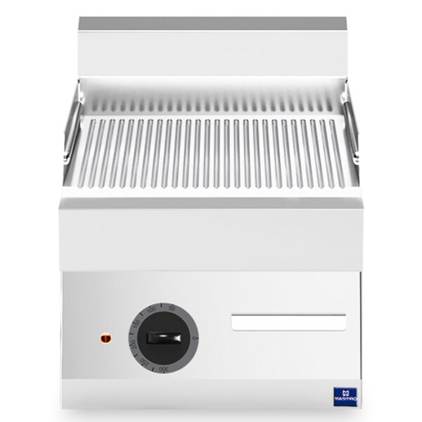 Bak-/Grillplaat | 650 LINE | Elektrisch | Gegroefd Oppervlak 395x520 (Verchroomd) | 120°C/320°C | 4.5kW (400V) | 400x650x300(h)mm