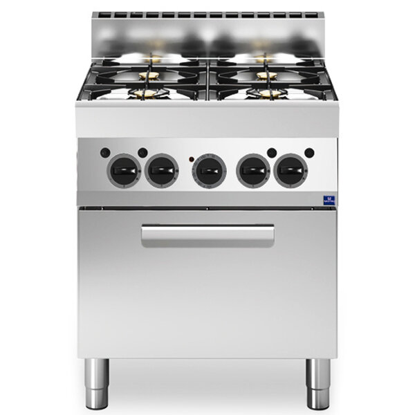 Fornuis + Heteluchtoven | 650 LINE | Gas/Elektrisch | 4 Branders + 1/1 GN (Oven) | 17.2kW (Gas) | 3.96kW (Elektrisch - 400V) | 700x650x850(h)mm