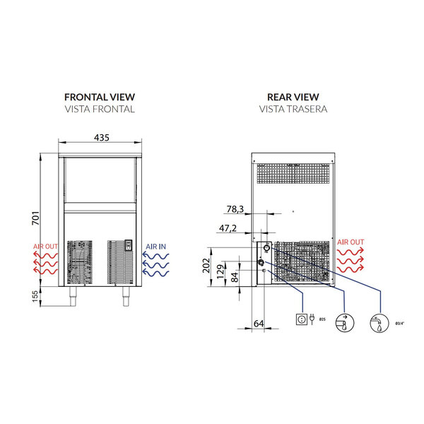 IJsblokjesmachine | 41kg/24h | Voorraad 15kg | 435x605x695/850(h)mm