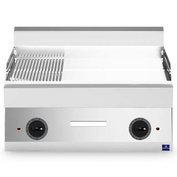 Bak-/Grillplaat | 650 LINE | Elektrisch | Glad/Gegroefd Oppervlak 695x520 (Verchroomd) | 120°C/320°C | 9kW (400V) | 700x650x300(h)mm