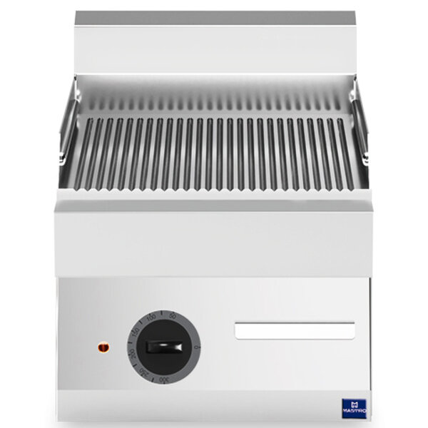 Bak-/Grillplaat | 650 LINE | Elektrisch | Gegroefd Oppervlak 395x520 (RVS) | 120°C/320°C | 4.5kW (400V) | 400x650x300(h)mm