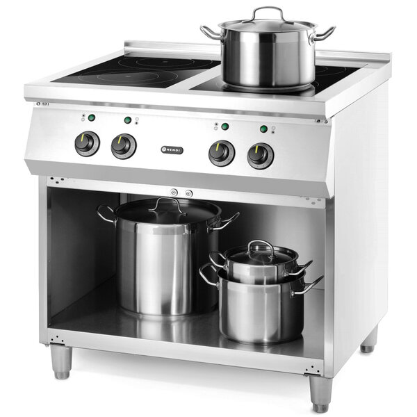 Inductiefornuis | 4 Kookpunten | 17kW (400V) | Open Onderkast | 800x700x870(h)mm