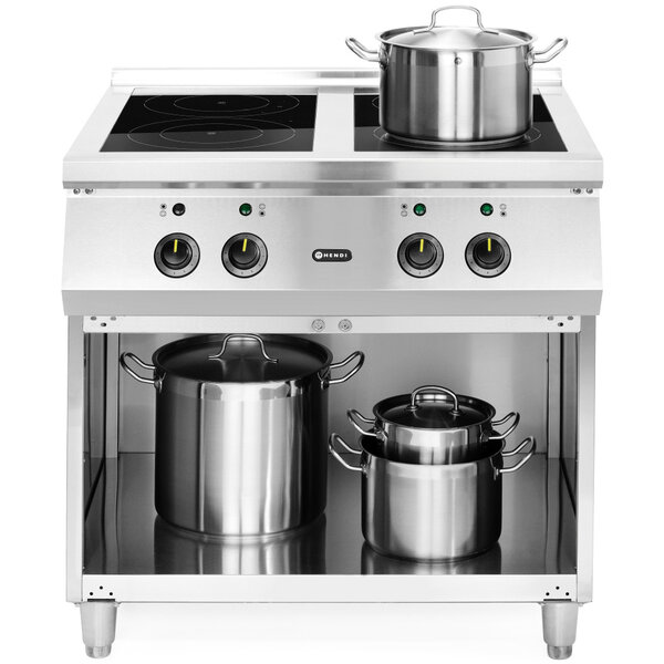 Inductiefornuis | 4 Kookpunten | 17kW (400V) | Open Onderkast | 800x700x870(h)mm
