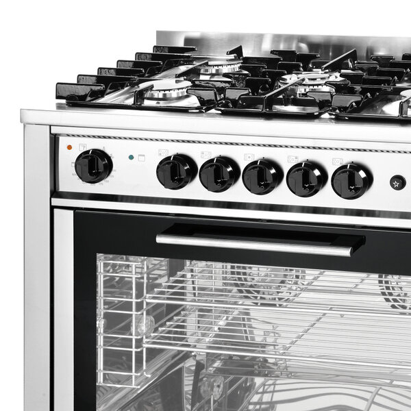 Fornuis + Heteluchtoven | Gas/Elektrisch | 5 Branders (14.3kW) | Oven 1/1 GN (5.2kW - 2x 230V) | 900x655x900(h)mm