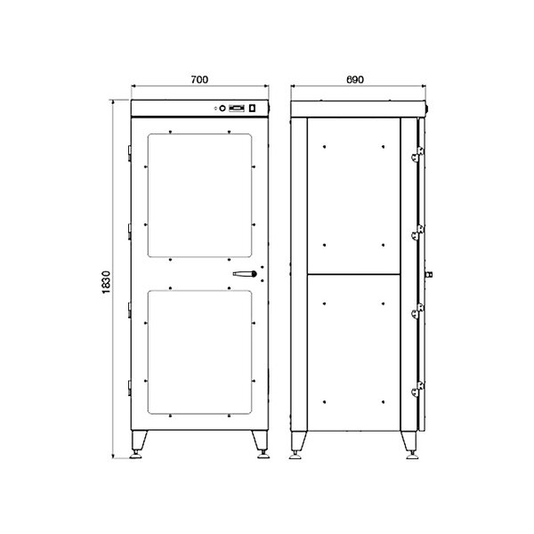 Sterilisatiekast | UV-C + Ozone | 100% Ecofriendly | 2 Schappen + Kledingrek | 0.12kW (230V) | 700x690x1830(h)mm