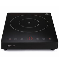 HENDI Inductiekookplaat | KitchenLine | 1 Kookpunt | 60°C/240°C | 2kW (230V) | Touchbediening | 293x373x56(h)mm