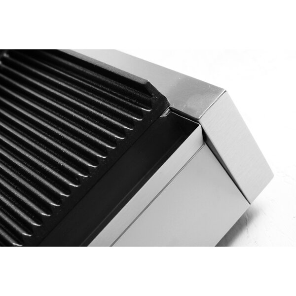 Contact-/Paninigrill | Enkel | Gegroefd Oppervlak 340x230 (Gietijzer) | 30°C/300°C | 2.2kW (230V) | 430x370x210(h)mm