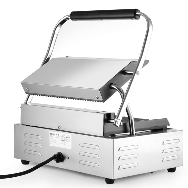 Contact-/Paninigrill | Enkel | Gegroefd Oppervlak 340x230 (Gietijzer) | 30°C/300°C | 2.2kW (230V) | 430x370x210(h)mm