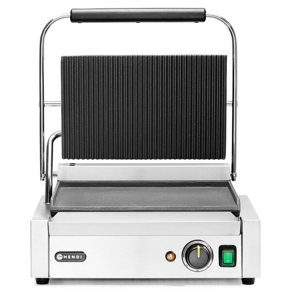 Contact-/Paninigrill | Enkel | Glad/Gegroefd Oppervlak 340x230 (Gietijzer) | 30°C/300°C | 2.2kW (230V) | 430x370x210(h)mm