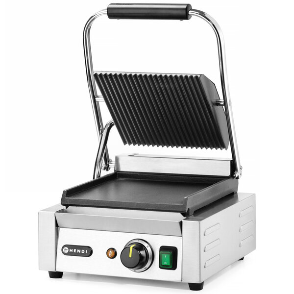 Contact-/Paninigrill | Enkel | Glad/Gegroefd Oppervlak 220x230 (Gietijzer) | 30°C/300°C | 1.8kW (230V) | 310x370x210(h)mm
