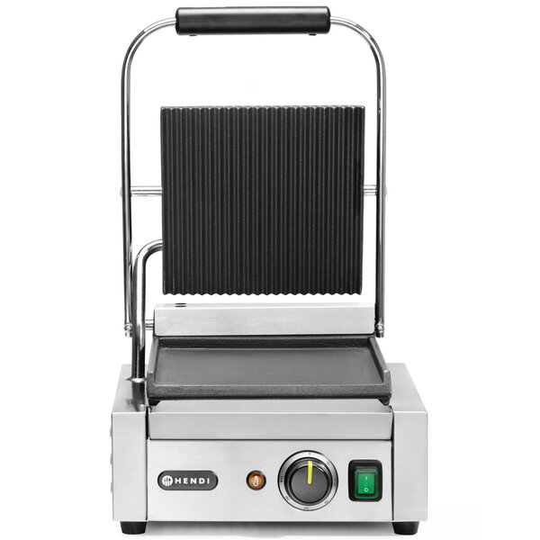 Contact-/Paninigrill | Enkel | Glad/Gegroefd Oppervlak 220x230 (Gietijzer) | 30°C/300°C | 1.8kW (230V) | 310x370x210(h)mm