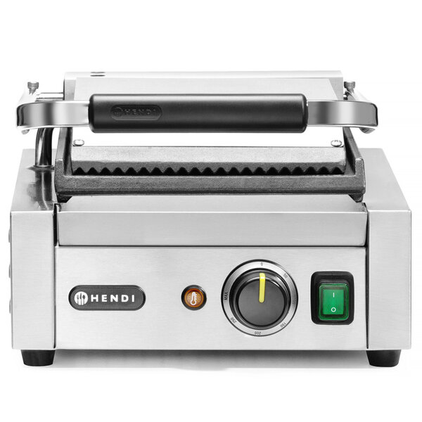 Contact-/Paninigrill | Enkel | Glad/Gegroefd Oppervlak 220x230 (Gietijzer) | 30°C/300°C | 1.8kW (230V) | 310x370x210(h)mm