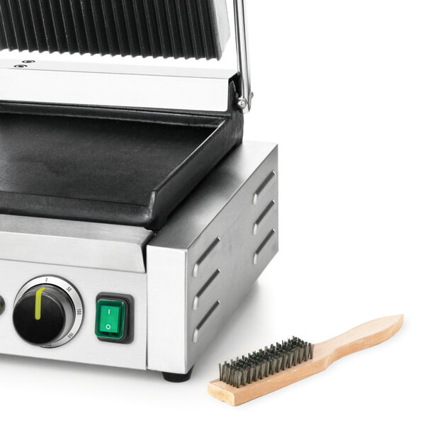 Contact-/Paninigrill | Enkel | Glad/Gegroefd Oppervlak 220x230 (Gietijzer) | 30°C/300°C | 1.8kW (230V) | 310x370x210(h)mm