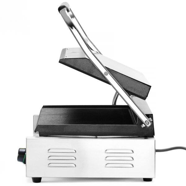 Contact-/Paninigrill | Enkel XL | Gegroefd Oppervlak 450x270 (Gietijzer) | 30°C/300°C | 2.7kW (230V) | 548x415x210(h)mm