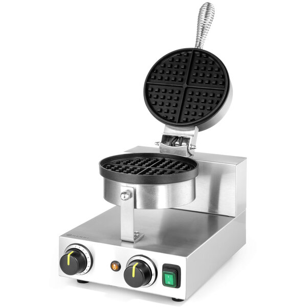 Wafelijzer | Enkel | Belgische Wafels (Ø190mm) | 50°C/220°C | 1kW (230V) | Draaibaar | 250x491x285(h)mm