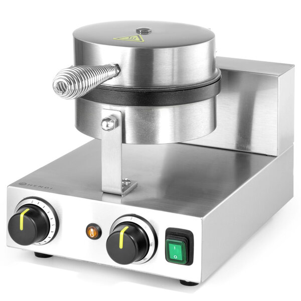 Wafelijzer | Enkel | Belgische Wafels (Ø190mm) | 50°C/220°C | 1kW (230V) | Draaibaar | 250x491x285(h)mm
