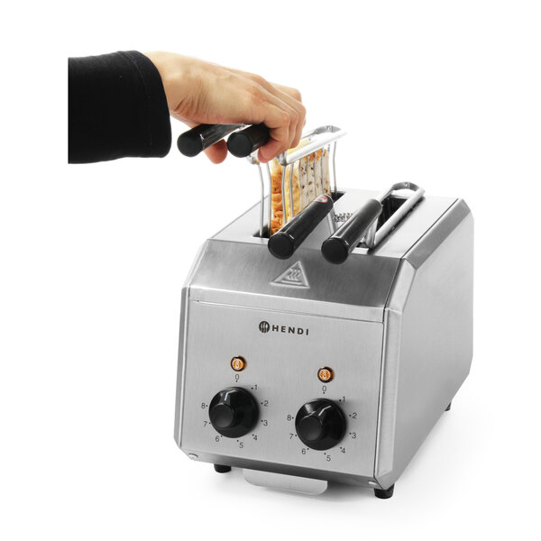 Tosti-Apparaat | RVS | 2 Sleuven (Onafhankelijk Instelbaar) | Incl. Tostiklemmen | 1.2kW (230V) | 200x300x223(h)mm