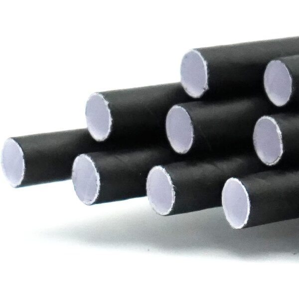 Papieren rietjes | 8x240mm | zwart | 2400 stuks