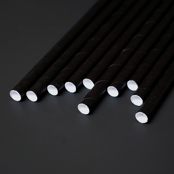 Papieren rietjes | 8x240mm | zwart | 2400 stuks